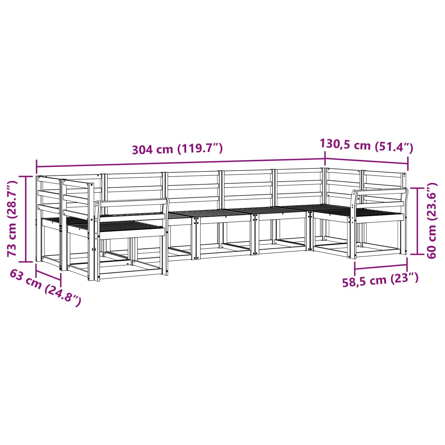 Outdoor Sofa Set 7 pcs White Solid Acacia Wood