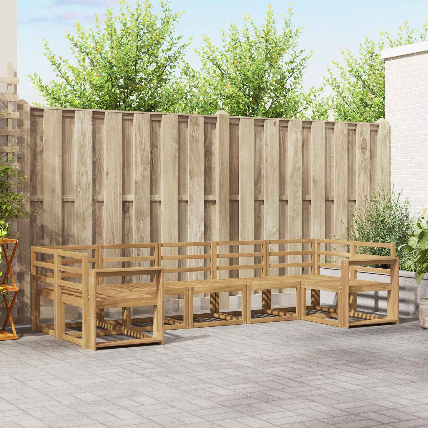 Outdoor Sofa Set 7 pcs White Solid Acacia Wood
