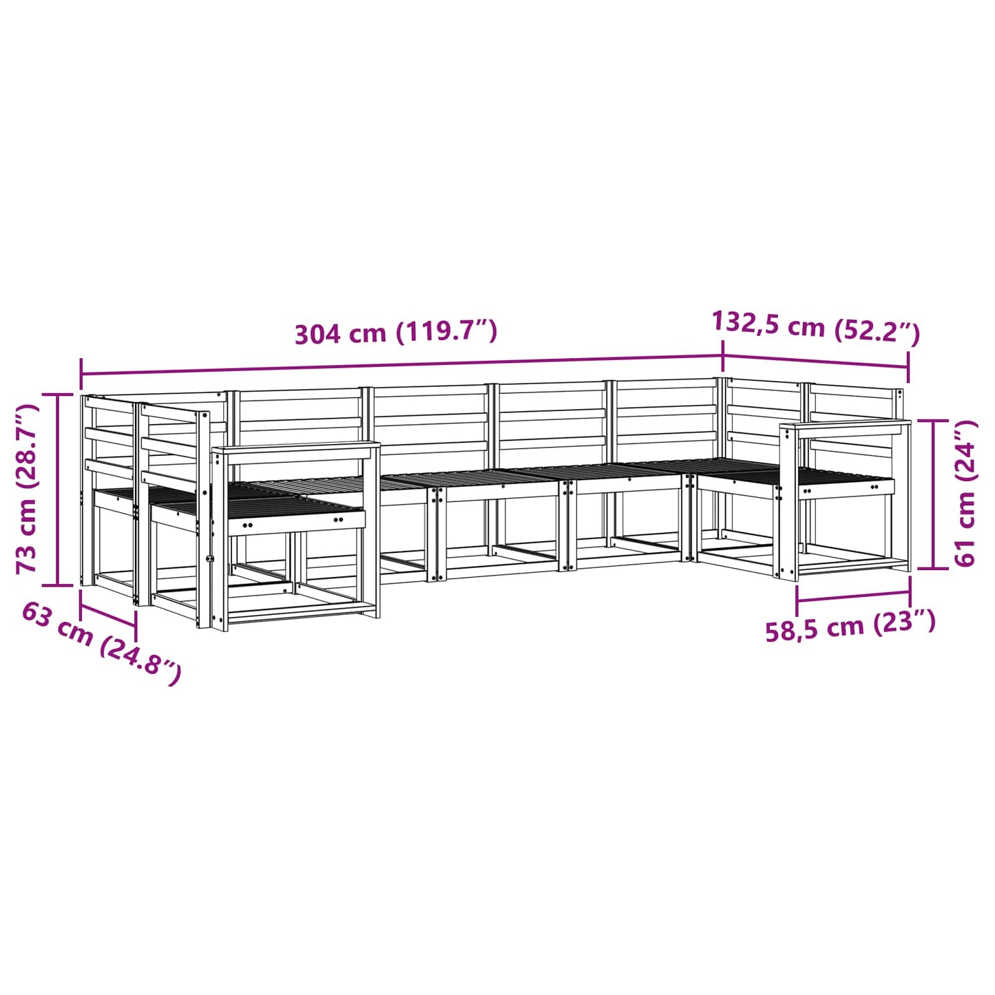 Outdoor Sofa Set 7 pcs White Solid Acacia Wood