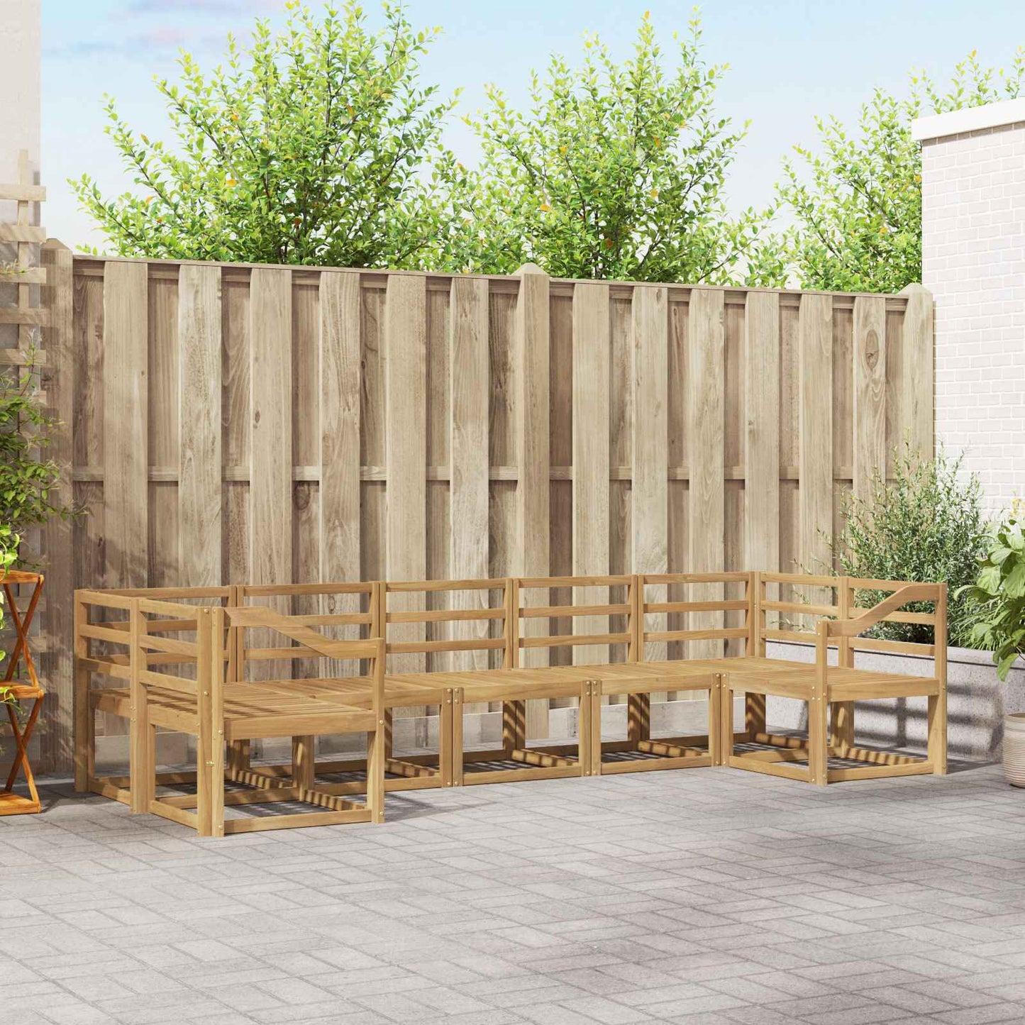 Outdoor Sofa Set 7 pcs White Solid Acacia Wood