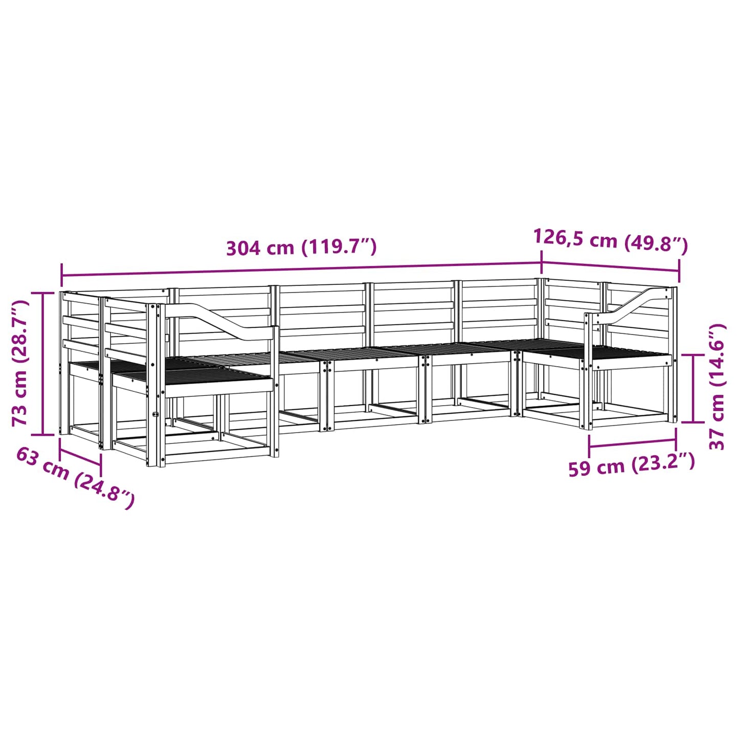 Outdoor Sofa Set 7 pcs White Solid Acacia Wood
