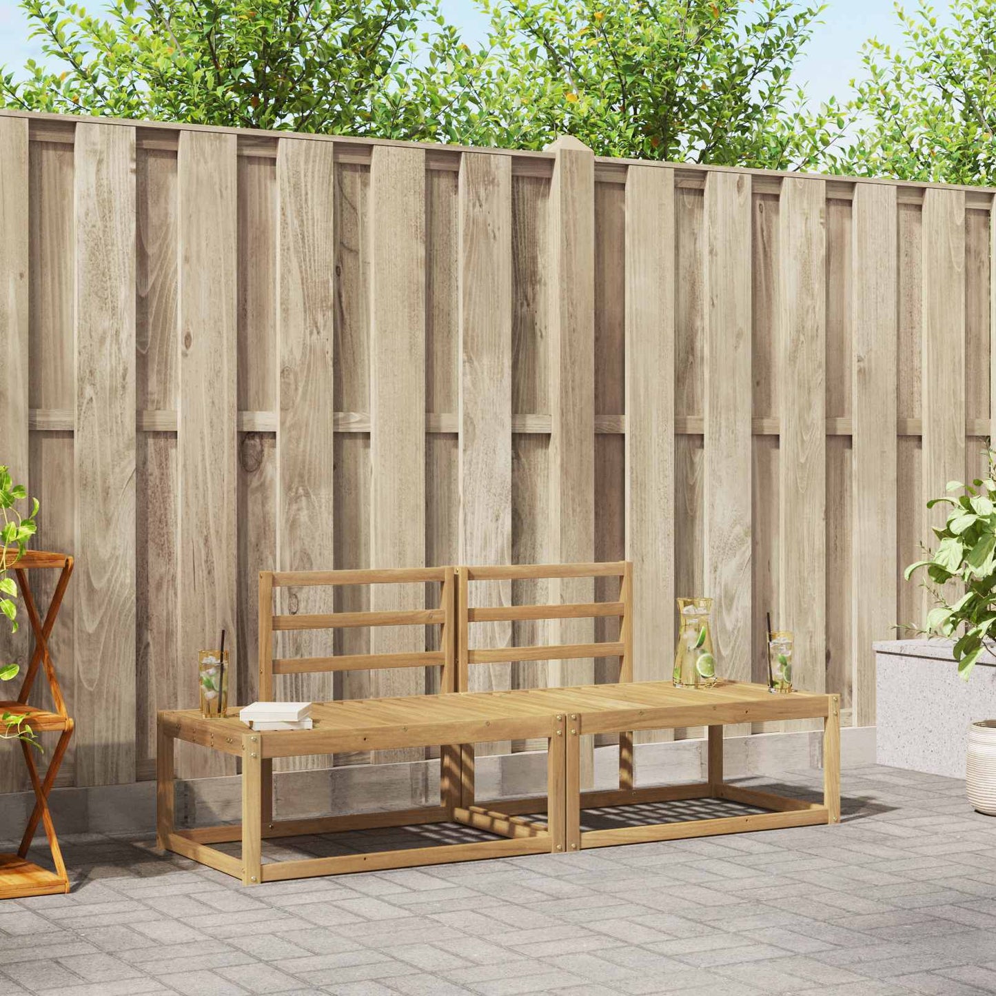 Outdoor Sofa Set 2 pcs White Solid Acacia Wood