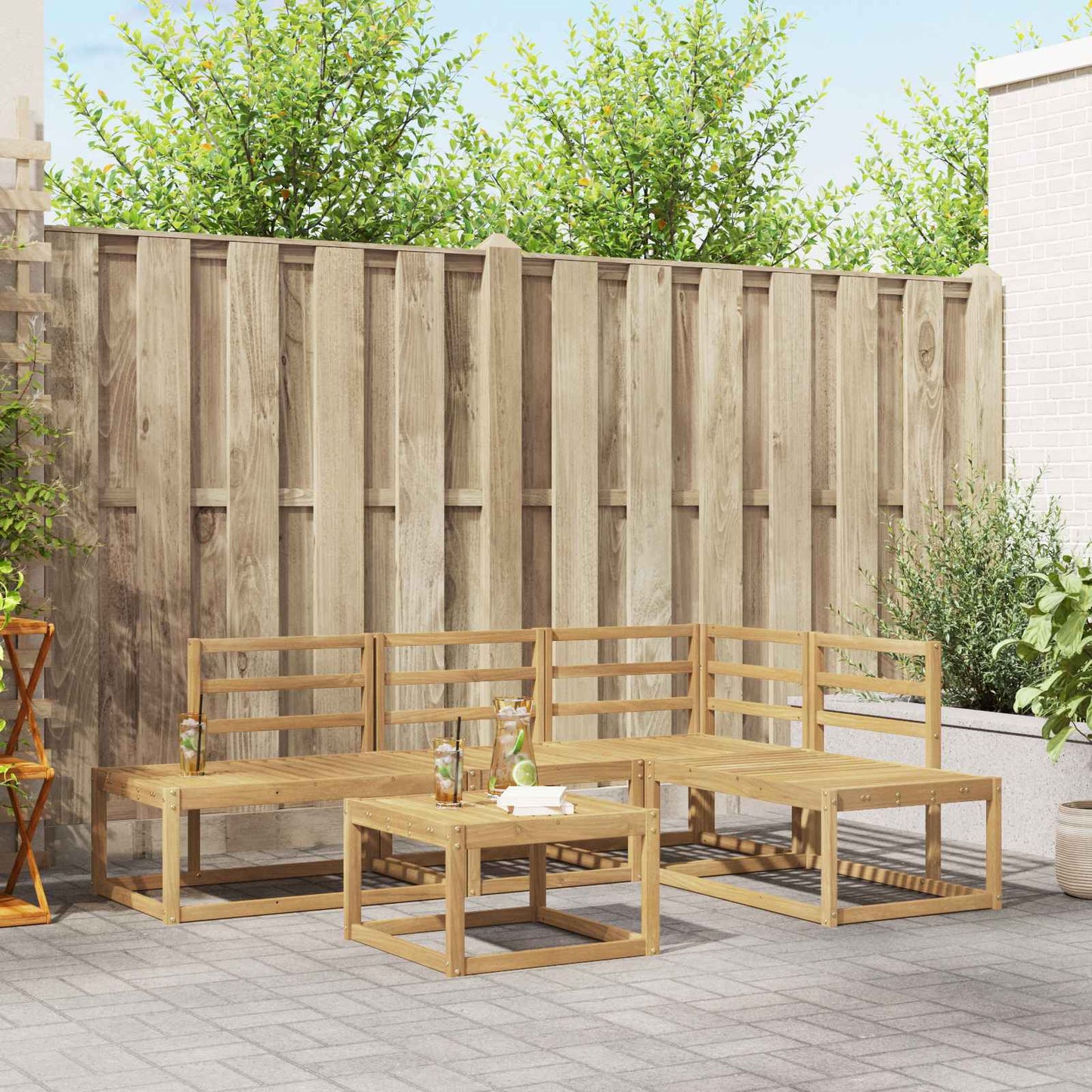 Outdoor Sofa Set 5 Piece White