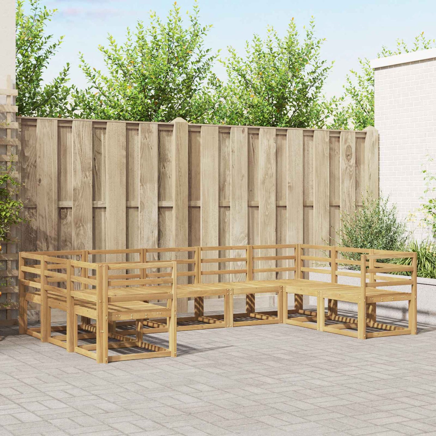 Outdoor Sofa Set 9 pcs White Solid Acacia Wood