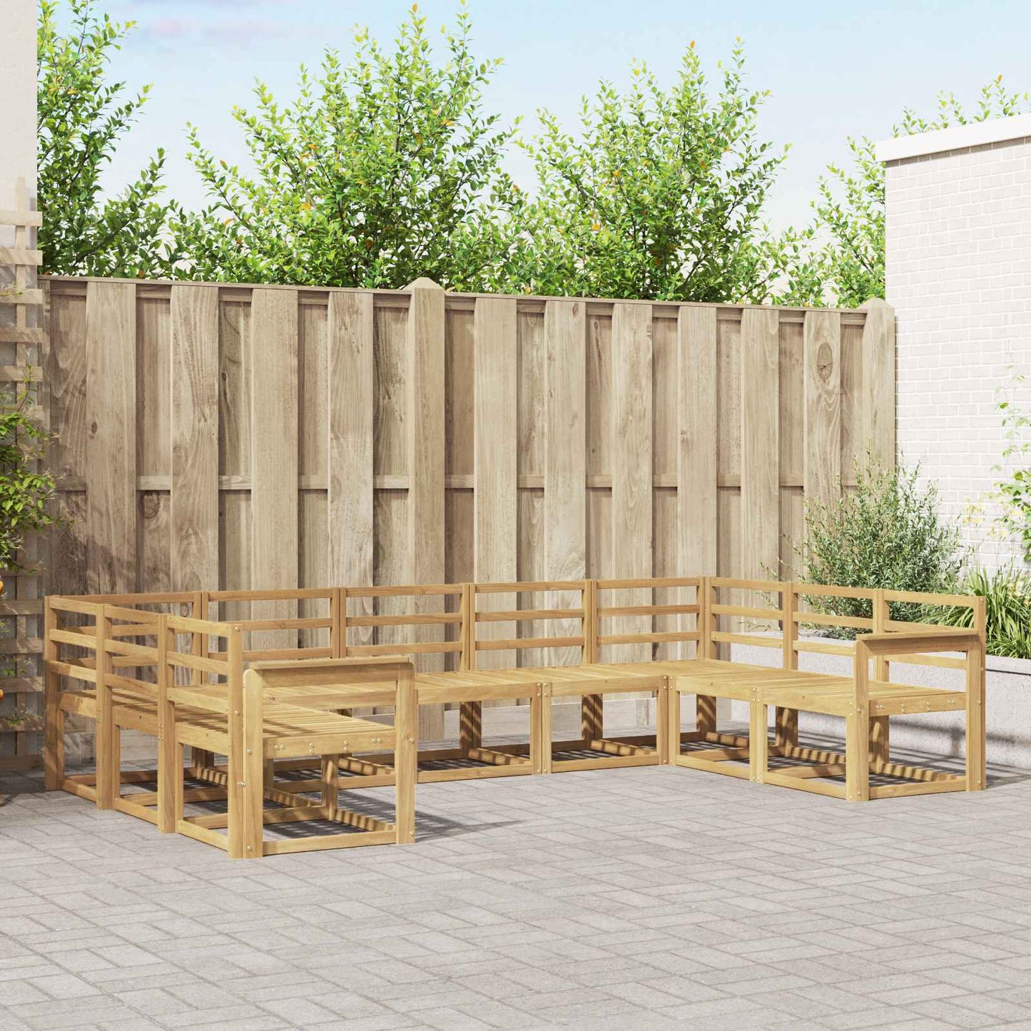 Outdoor Sofa Set 9 pcs White Solid Acacia Wood