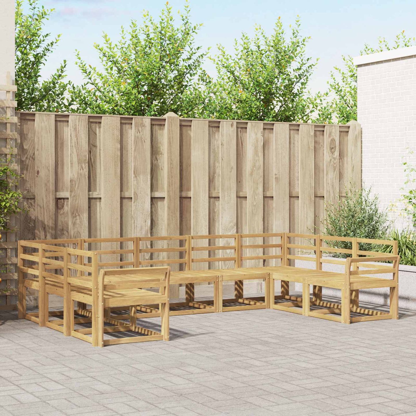 Outdoor Sofa Set 9 pcs White Solid Acacia Wood