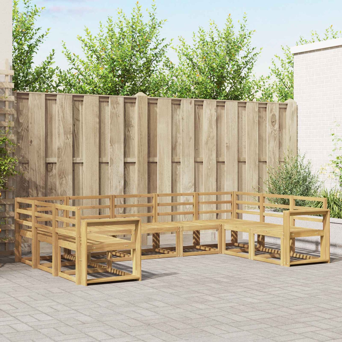 Outdoor Sofa Set 9 pcs White Solid Acacia Wood