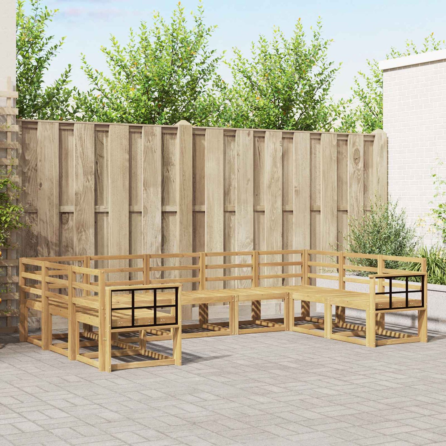 Outdoor Sofa Set 9 pcs White Solid Acacia Wood