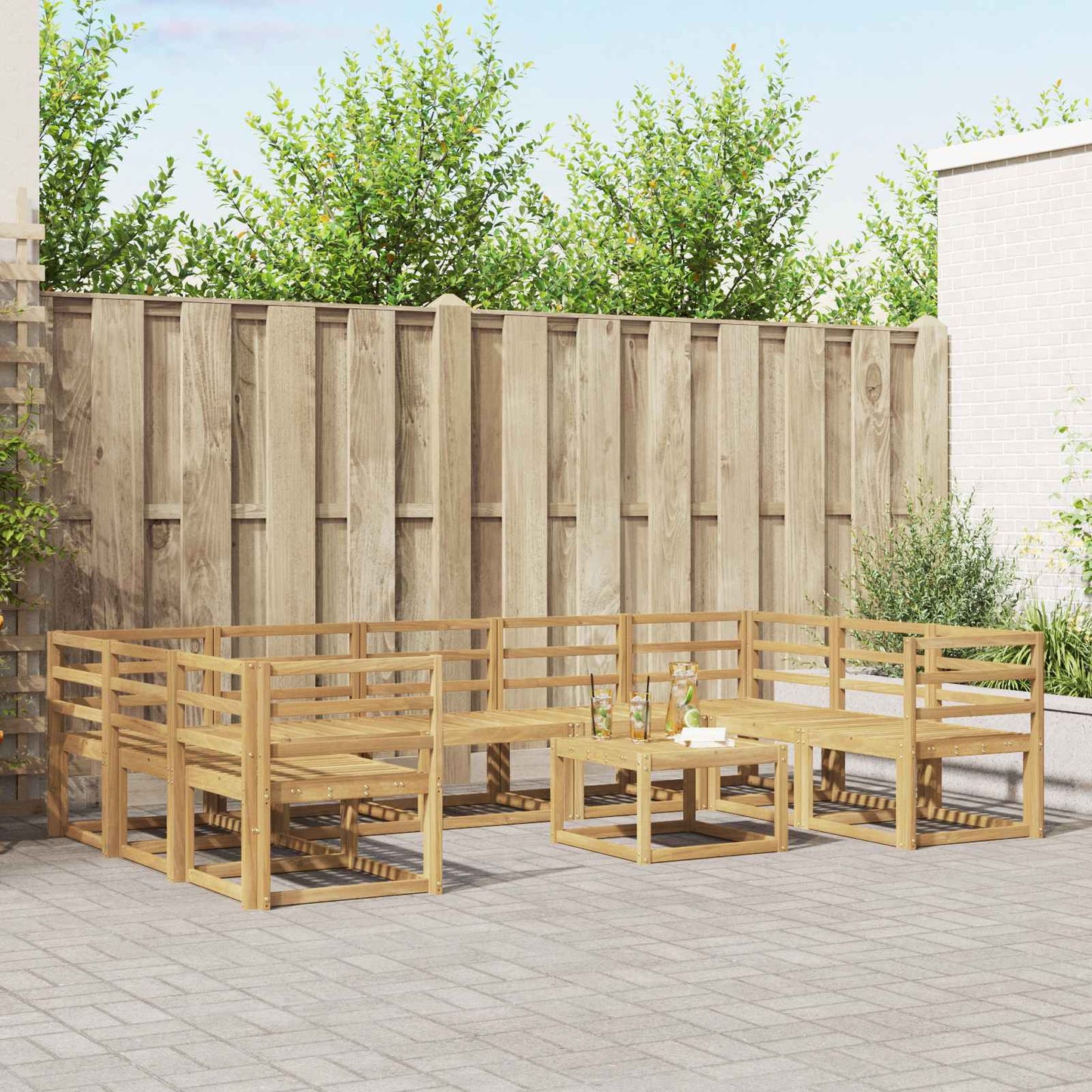 Outdoor Sofa Set 10 pcs White Solid Acacia Wood