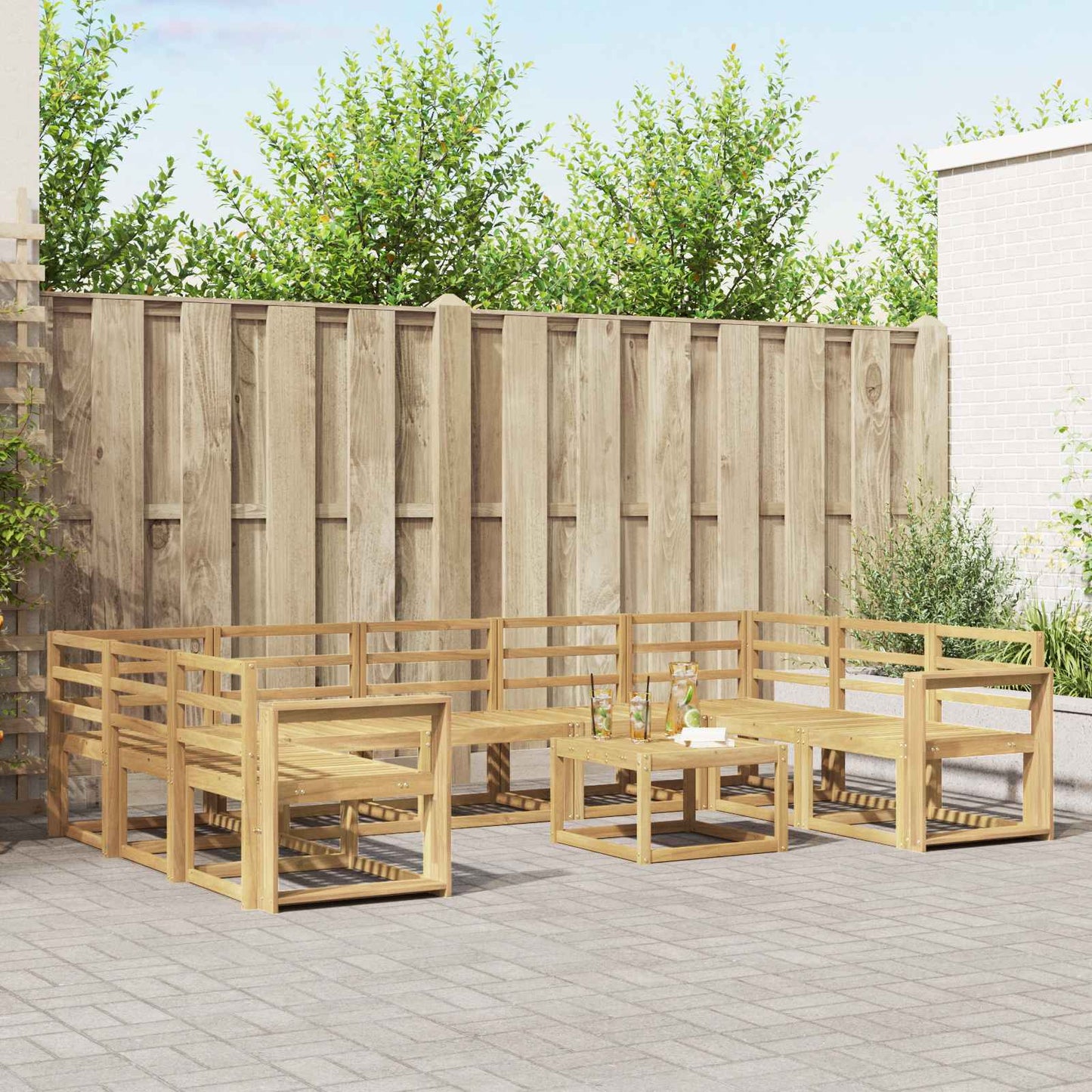 Outdoor Sofa Set 10 pcs White Solid Acacia Wood