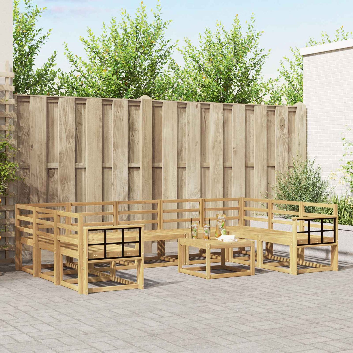 Outdoor Sofa Set 10 pcs White Solid Acacia Wood