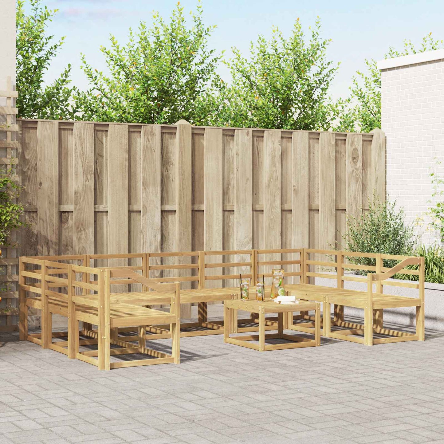 Outdoor Sofa Set 10 pcs White Solid Acacia Wood