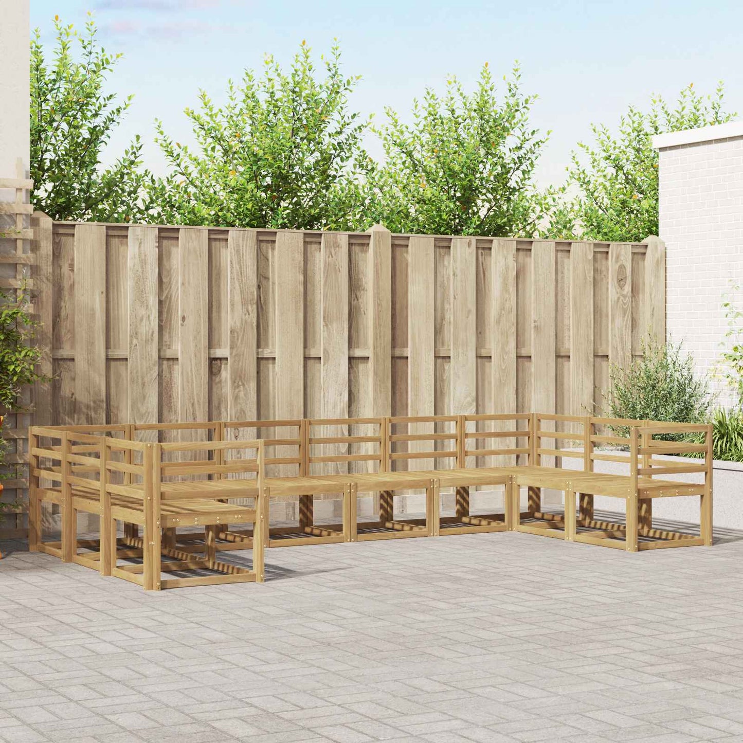 Outdoor Sofa Set 10 pcs White Solid Acacia Wood