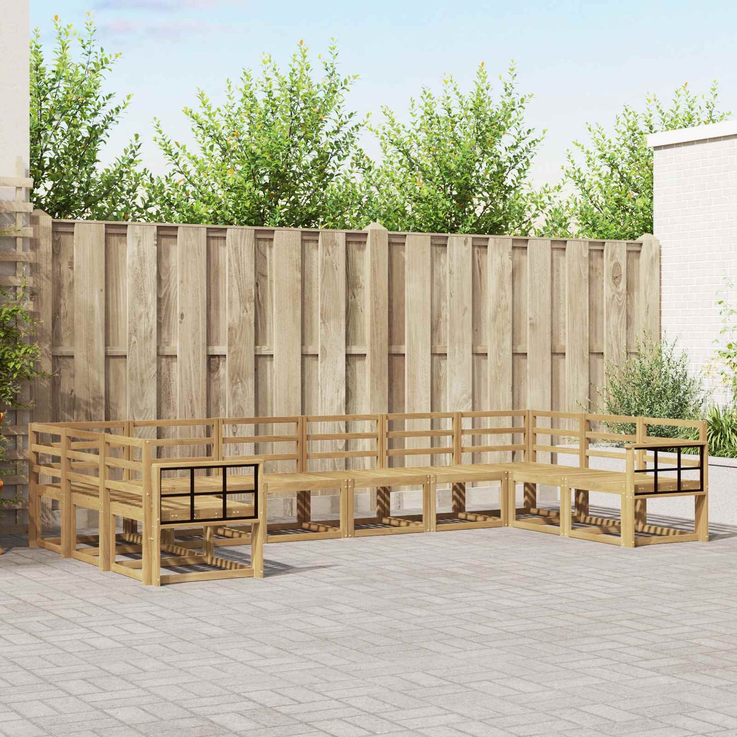 Outdoor Sofa Set 10 pcs White Solid Acacia Wood