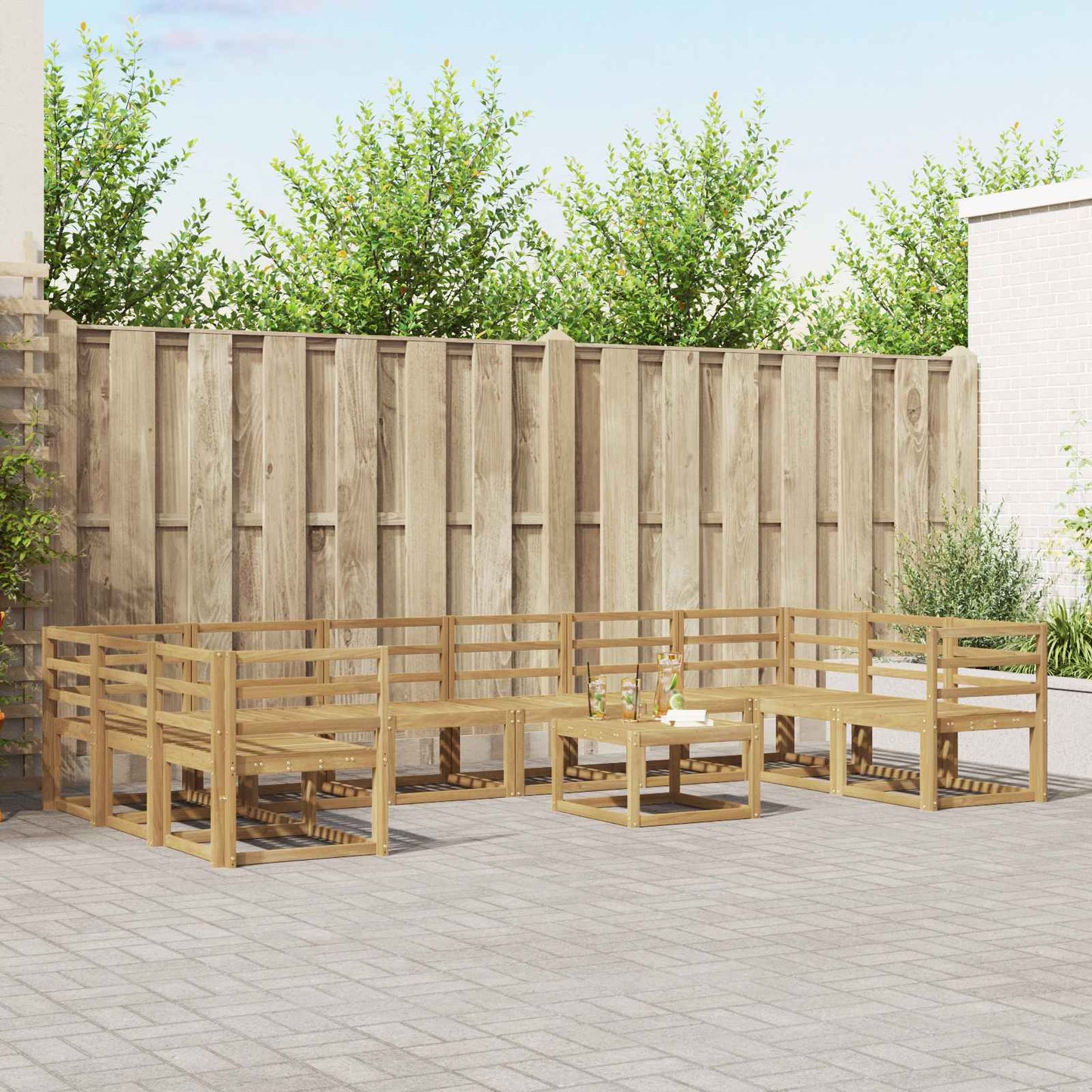 Outdoor Sofa Set 11 pcs White Solid Acacia Wood