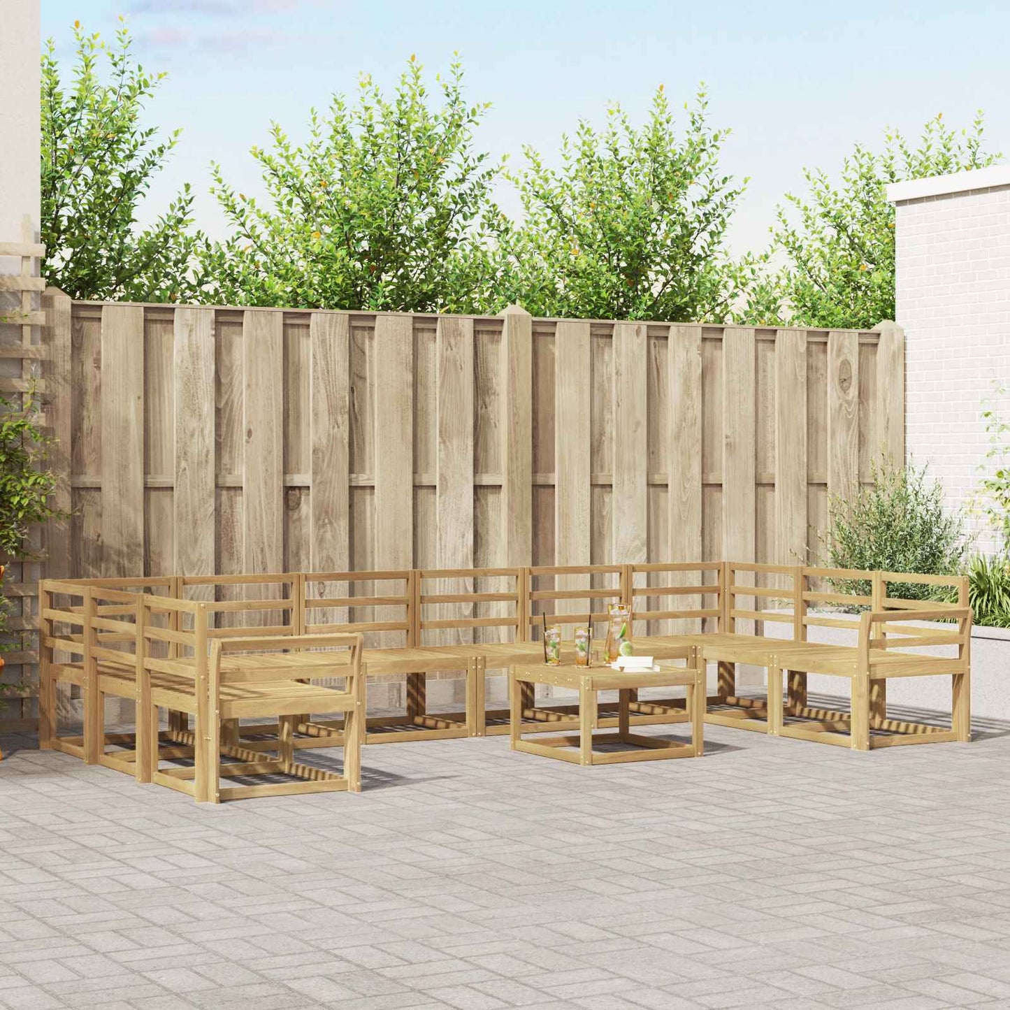Outdoor Sofa Set 11 pcs White Solid Acacia Wood