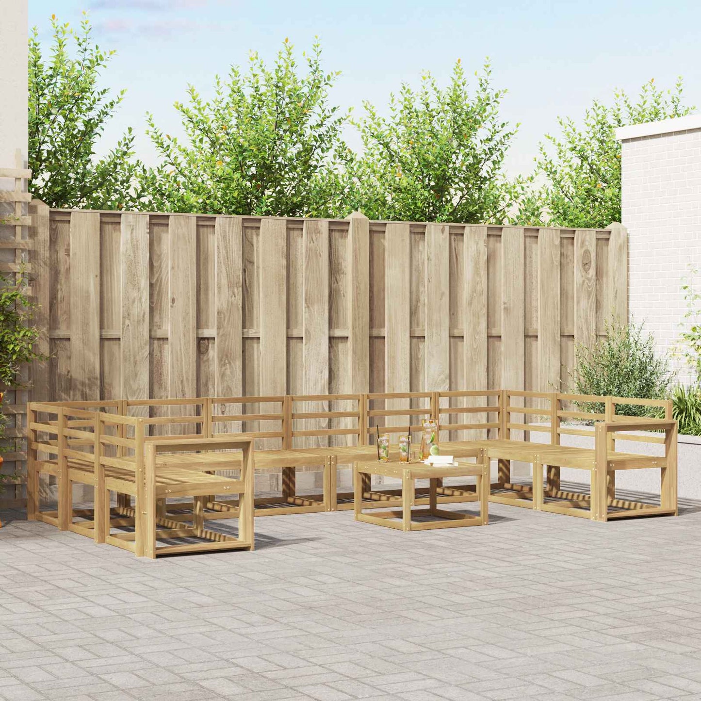 Outdoor Sofa Set 11 pcs White Solid Acacia Wood