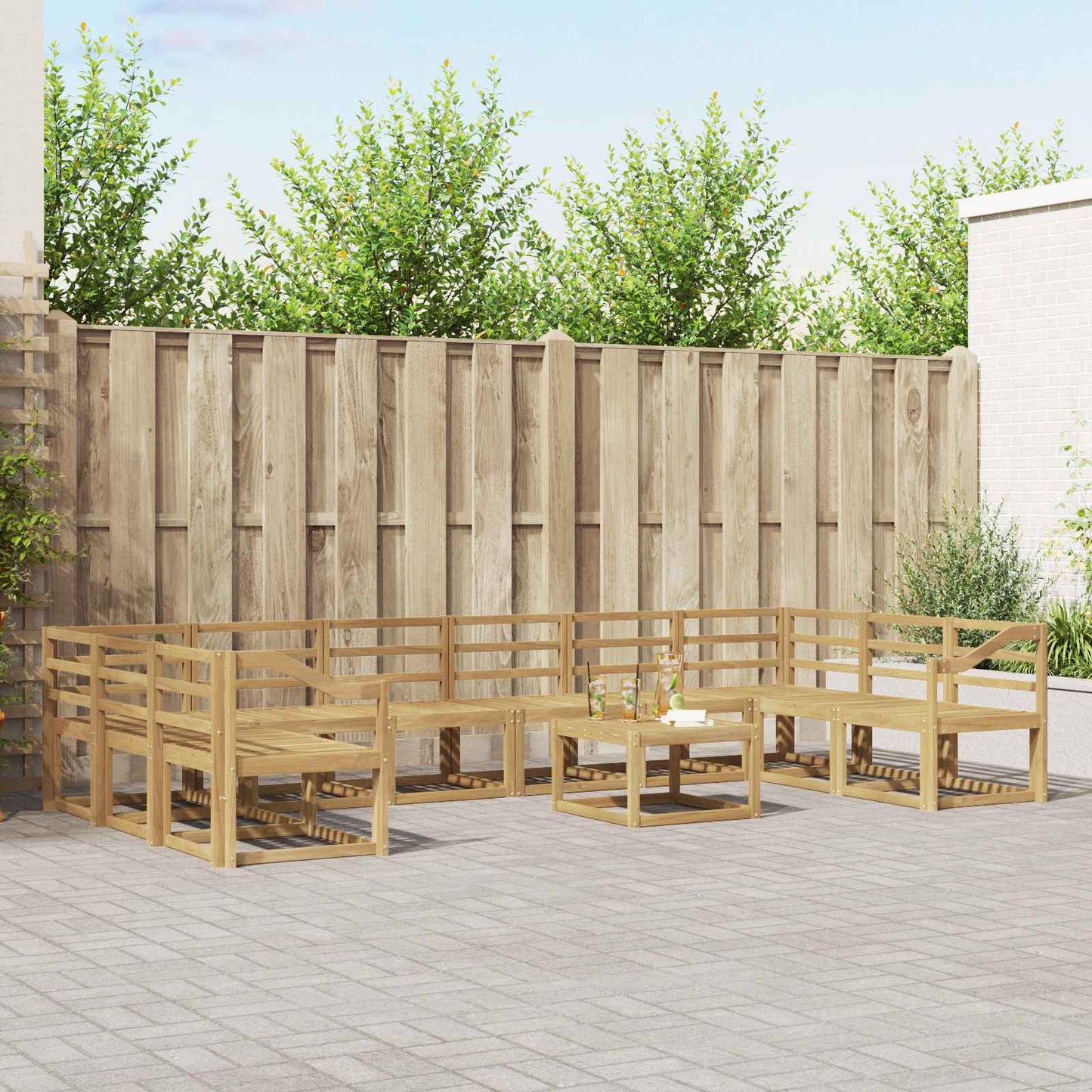 Outdoor Sofa Set 11 pcs White Solid Acacia Wood