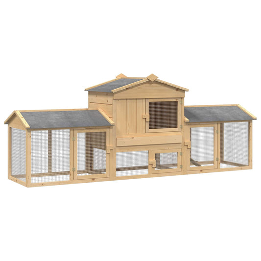 Chicken Coop 3 pcs Brown 225 x 60 x 89 cm Solid Pine Wood