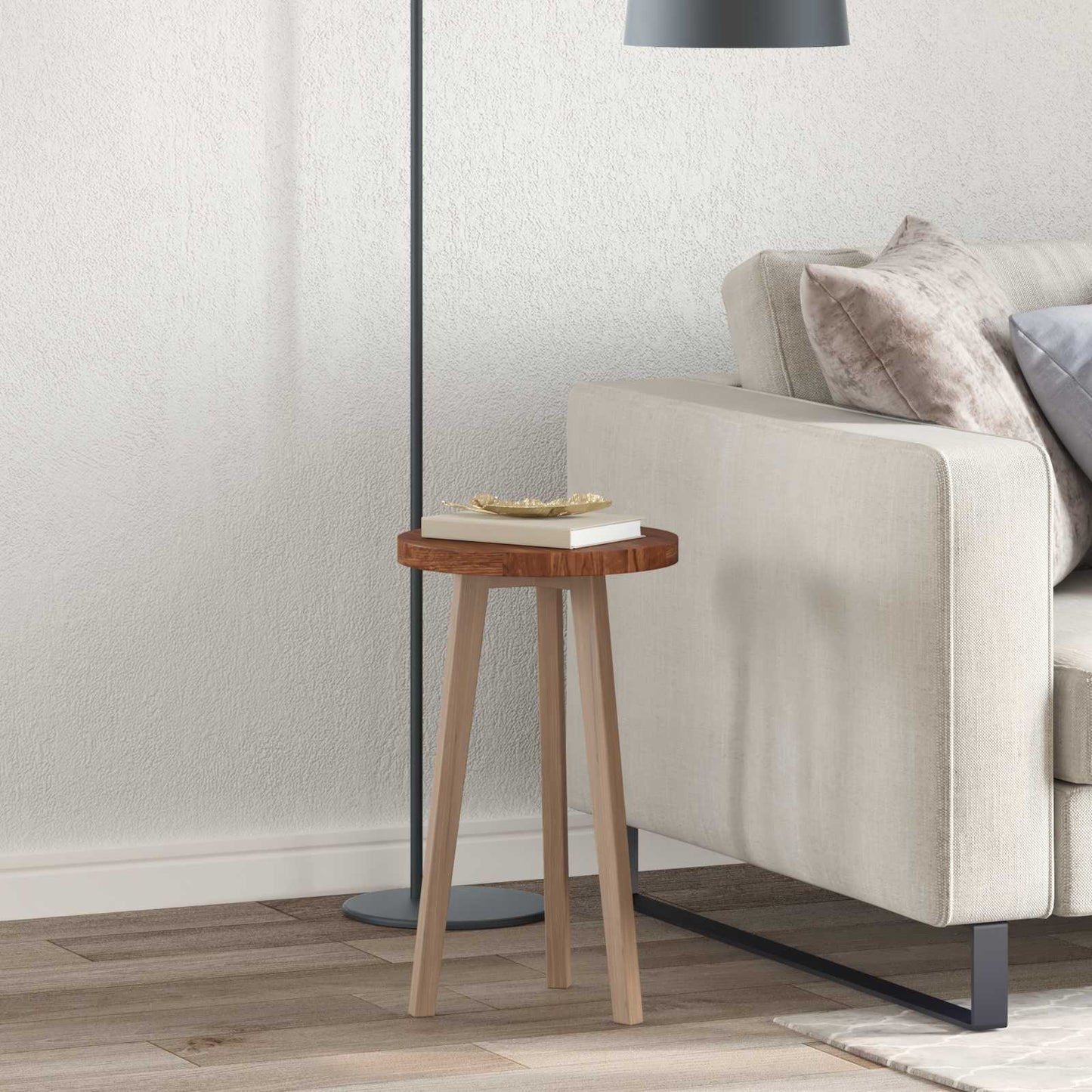 Table Top Light Brown Ø 30 x 2.5 cm Solid Oak Wood