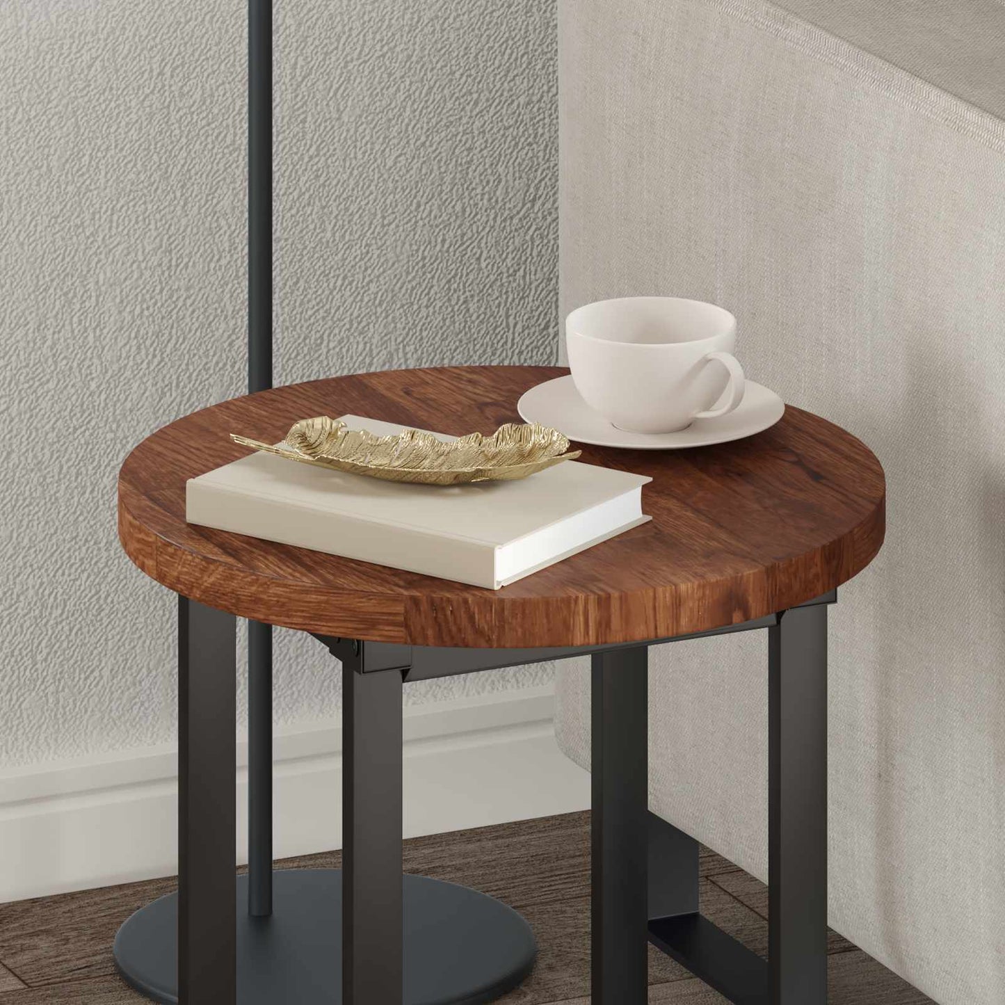 Table Top Light Brown Ø 40 x 2.5 cm Solid Oak Wood