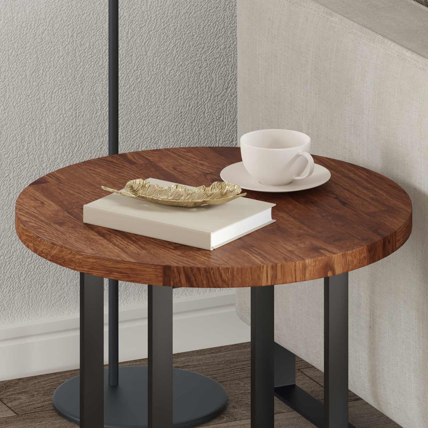 Table Top Light Brown Ø 50 x 2.5 cm Solid Oak Wood