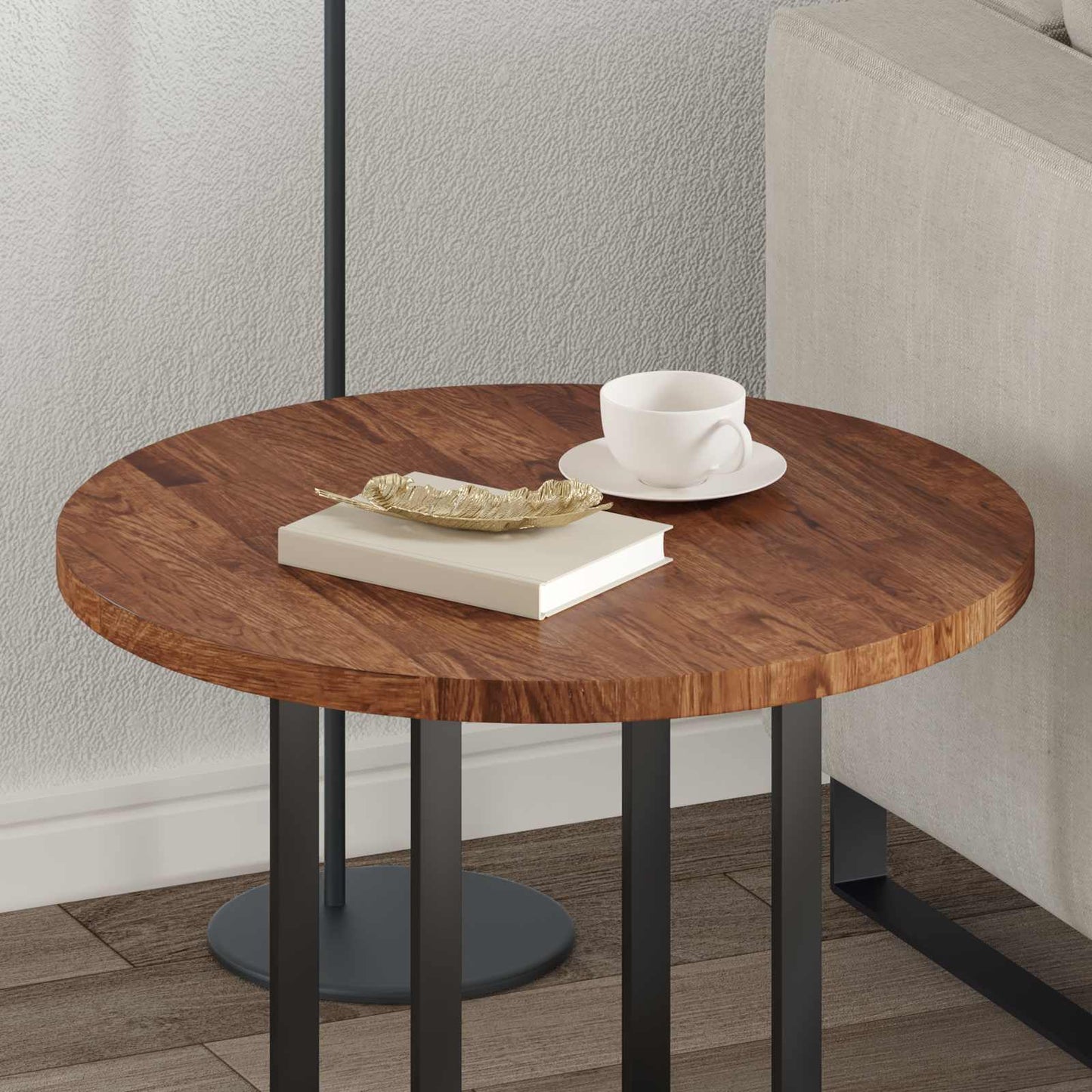 Table Top Light Brown Ø 60 x 2.5 cm Solid Oak Wood