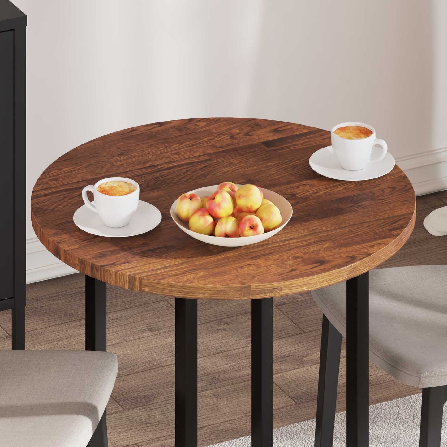 Table Top Light Brown Ø 70 x 2.5 cm Solid Oak Wood