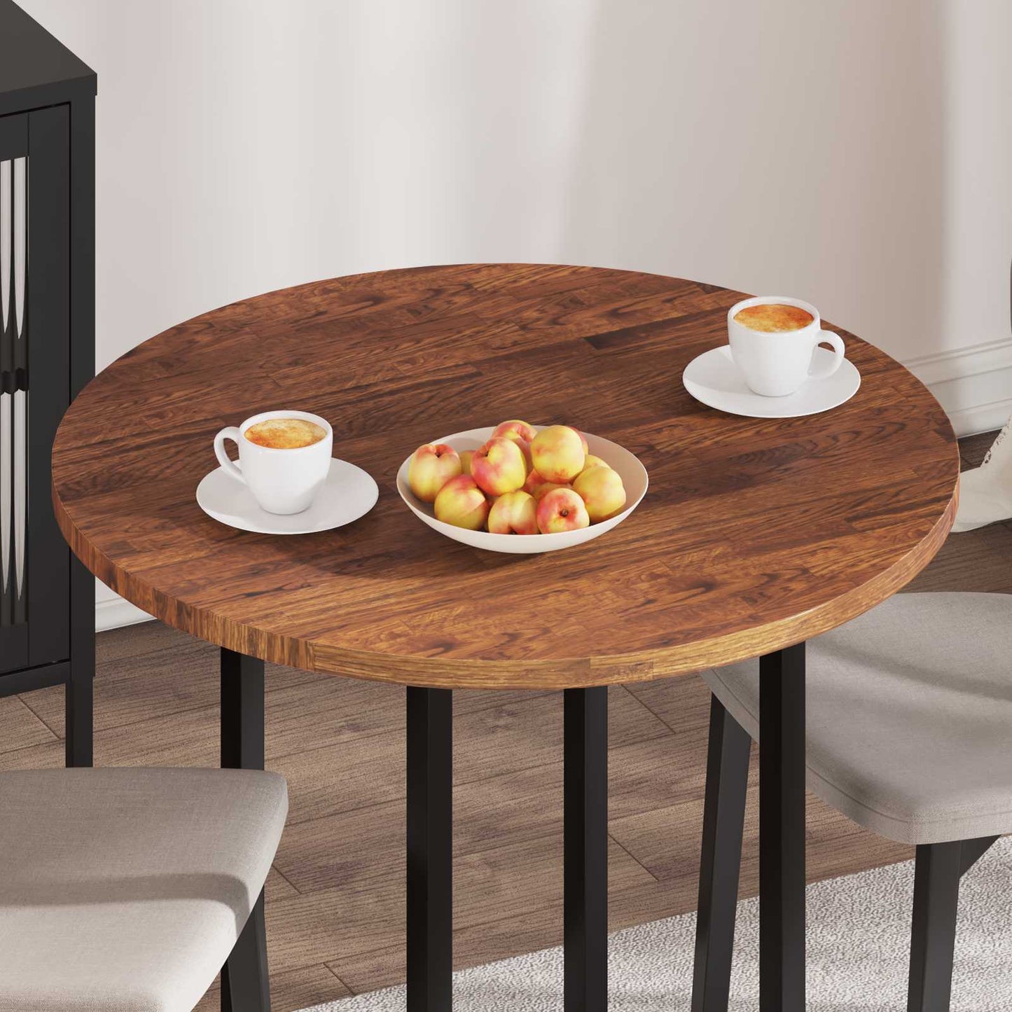 Table Top Light Brown Ø 80 x 2.5 cm Solid Oak Wood