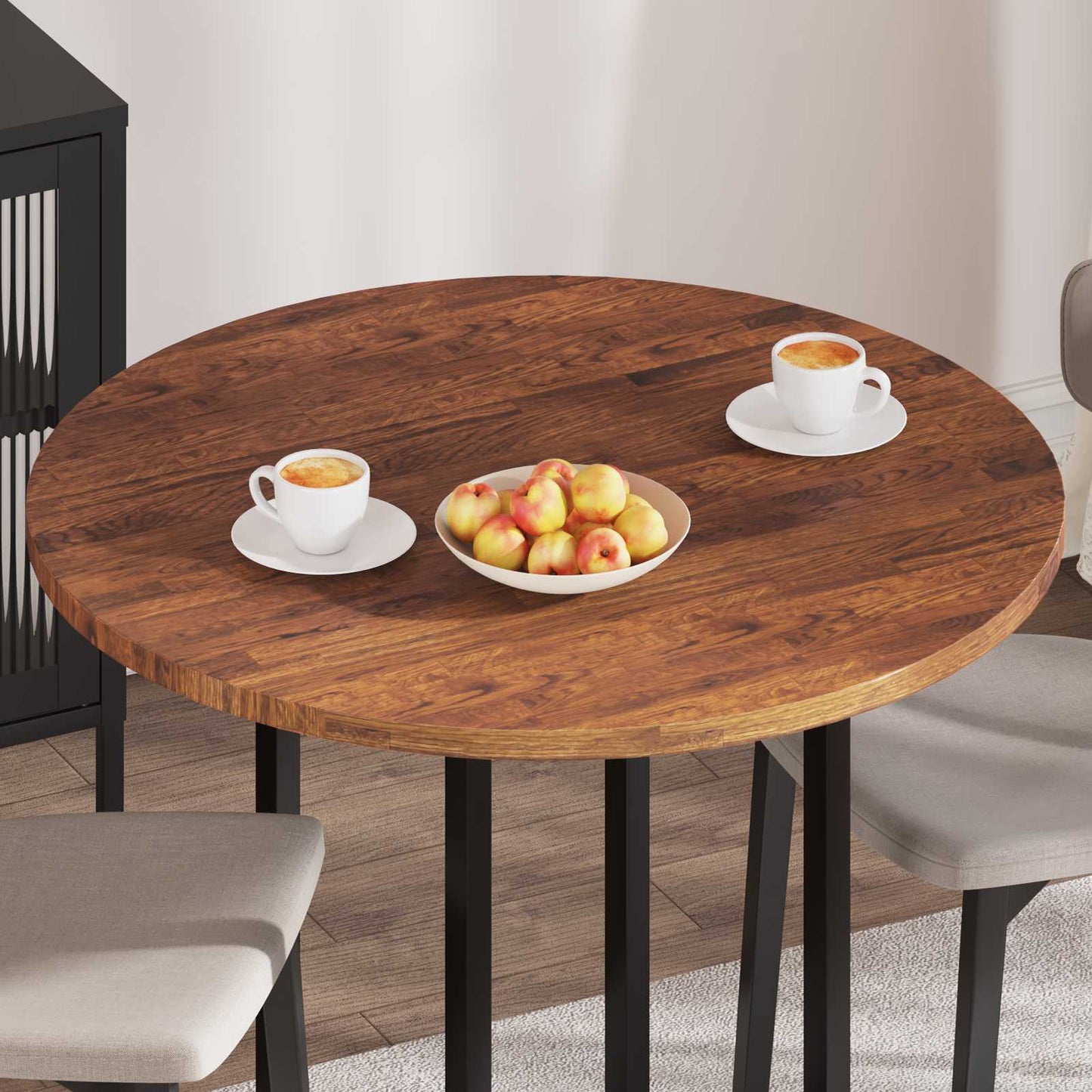 Table Top Light Brown Ø 90 x 2.5 cm Solid Oak Wood