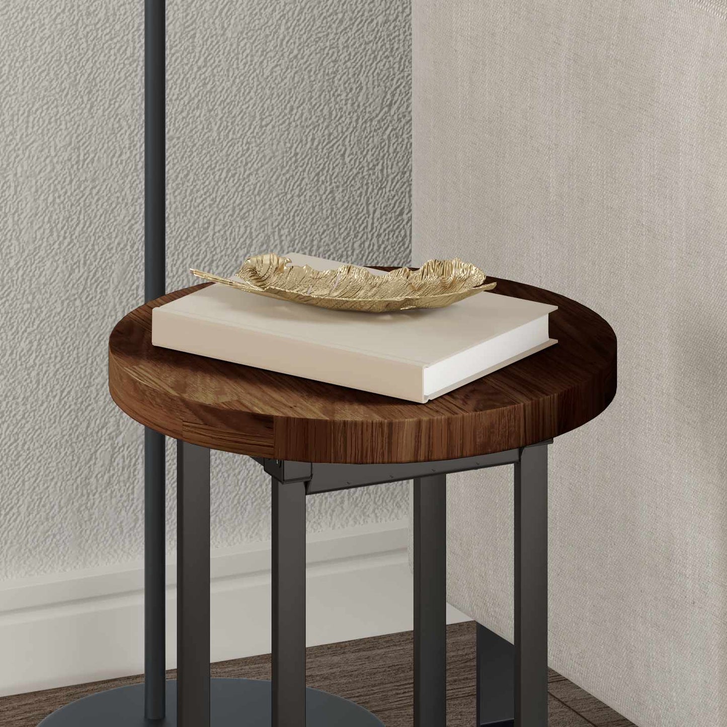 Table Top Dark Brown Ø 30 x 2.5 cm Solid Oak Wood