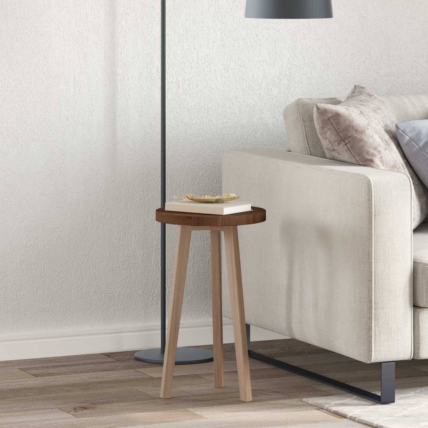Table Top Dark Brown Ø 30 x 2.5 cm Solid Oak Wood