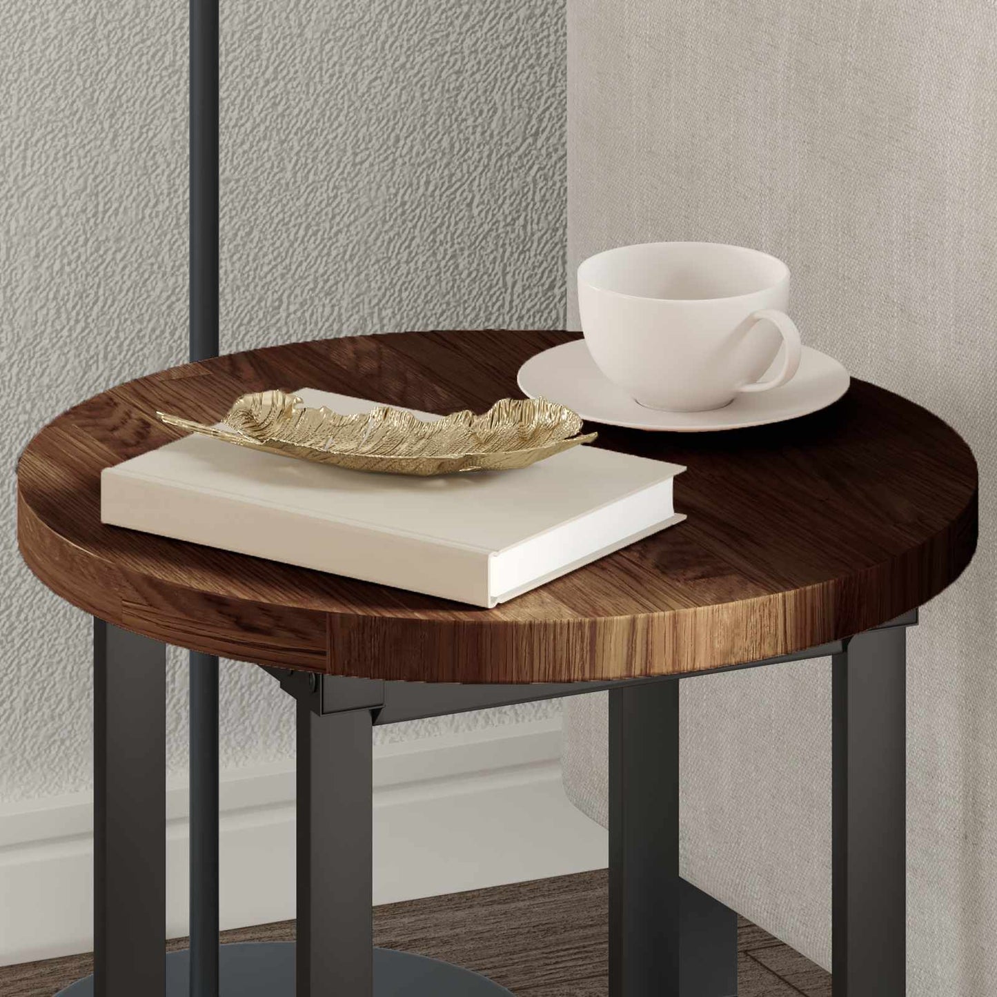 Table Top Dark Brown Ø 40 x 2.5 cm Solid Oak Wood