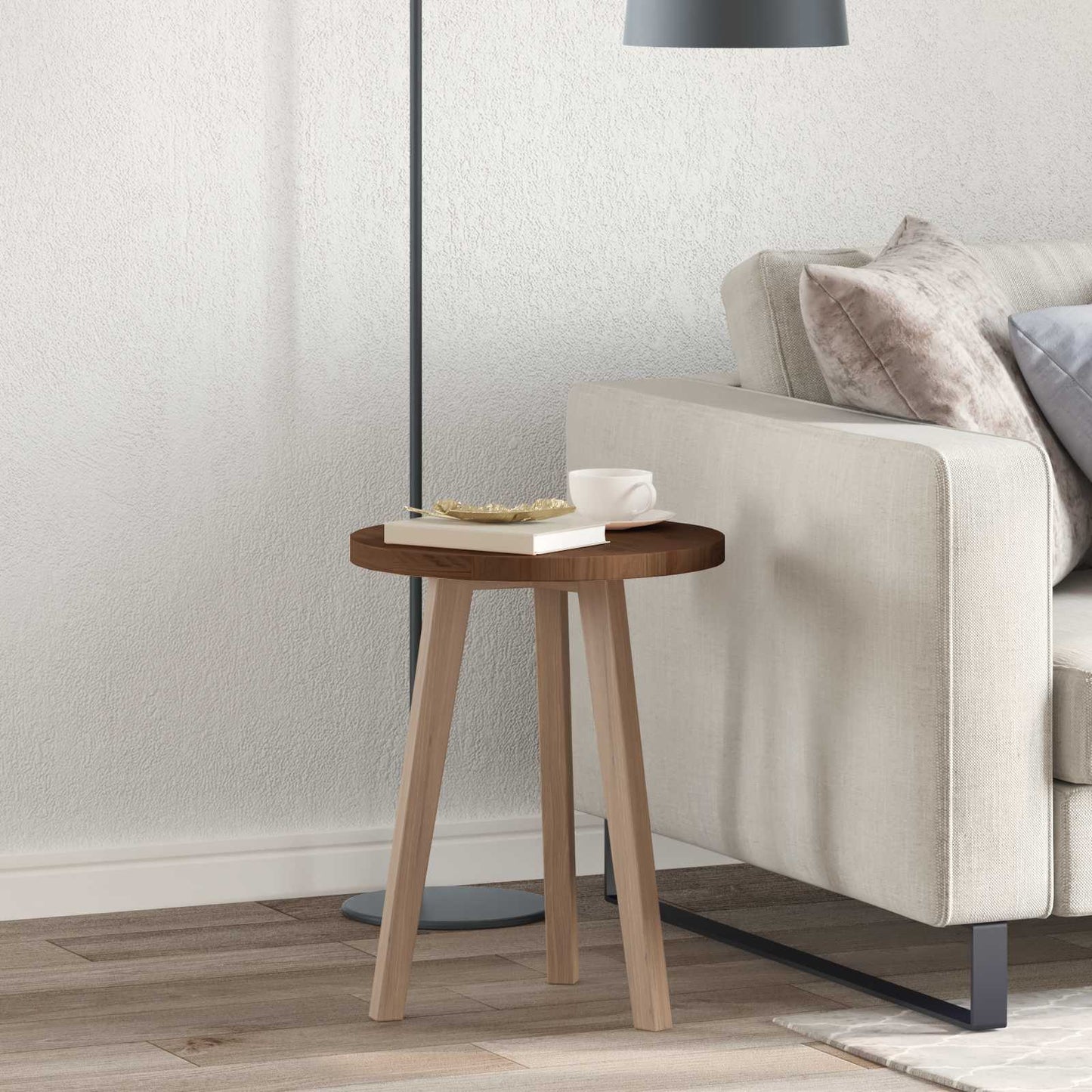 Table Top Dark Brown Ø 50 x 2.5 cm Solid Oak Wood