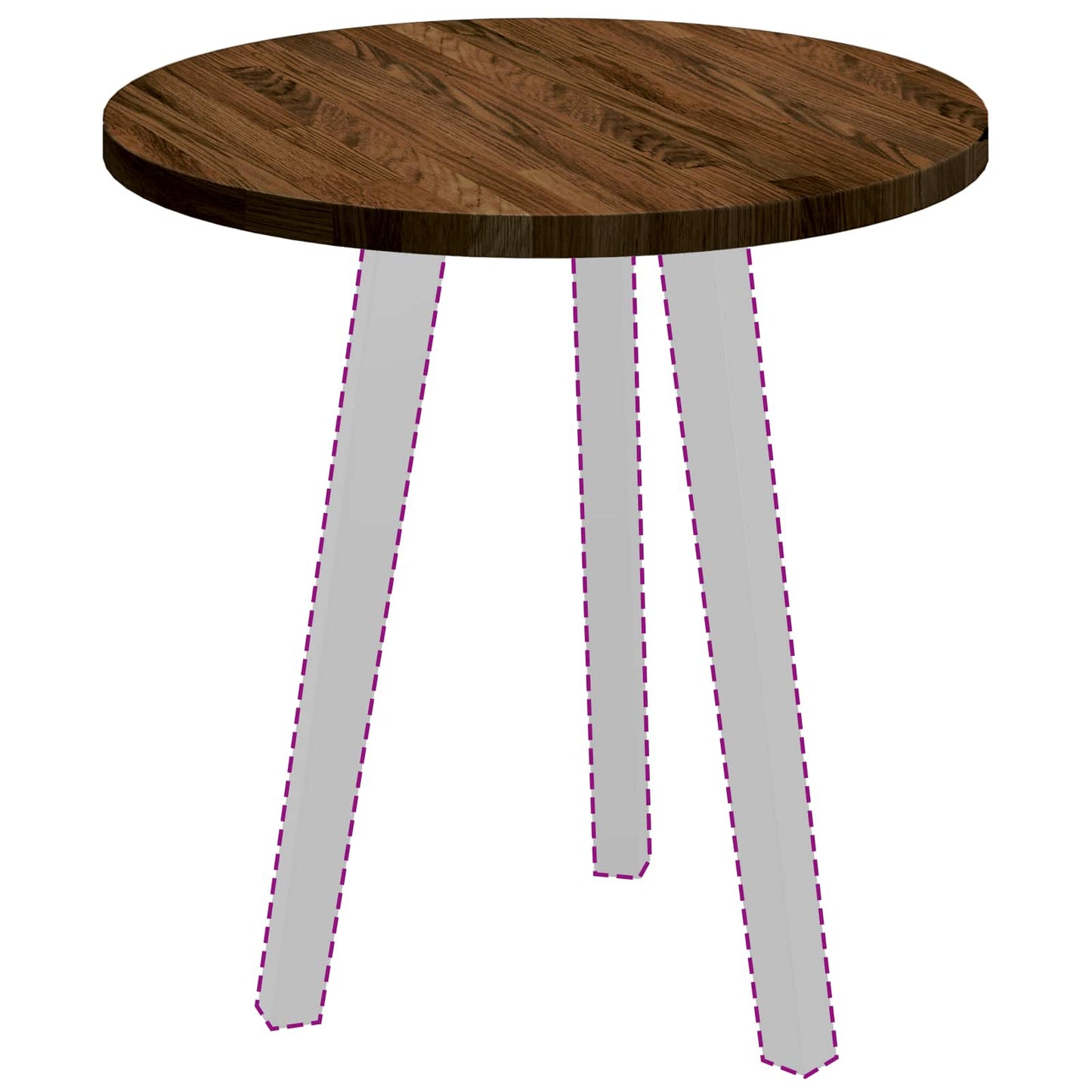Table Top Dark Brown Ø 50 x 2.5 cm Solid Oak Wood