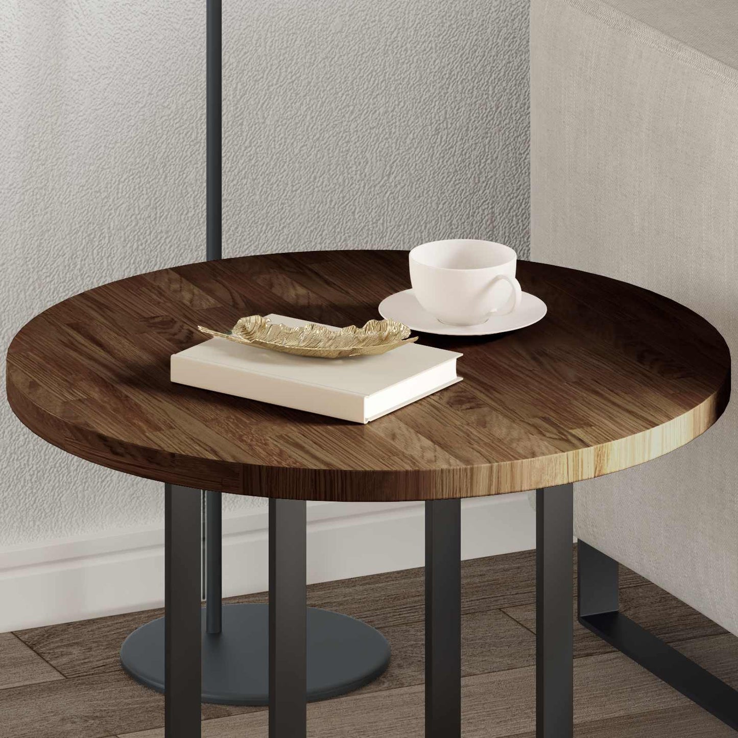 Table Top Dark Brown Ø 60 x 2.5 cm Solid Oak Wood