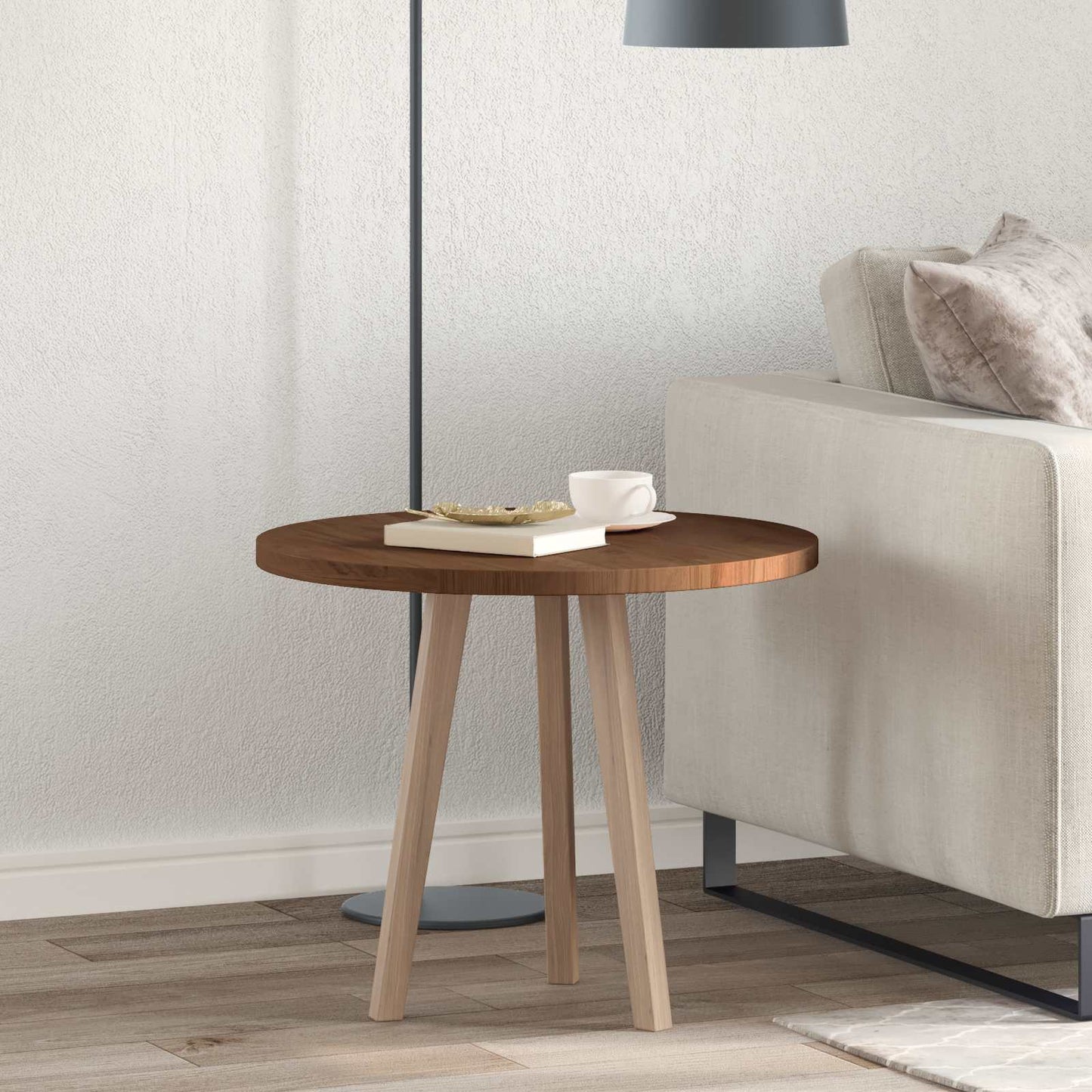 Table Top Dark Brown Ø 60 x 2.5 cm Solid Oak Wood