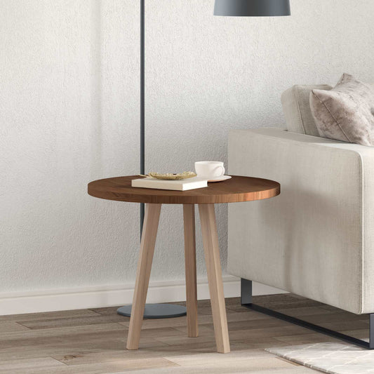 Table Top Dark Brown Ø 60 x 2.5 cm Solid Oak Wood