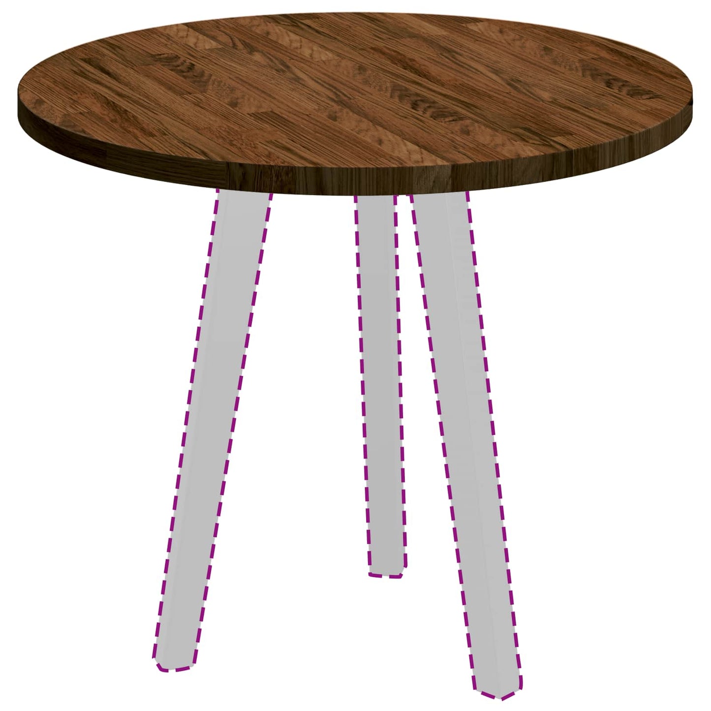 Table Top Dark Brown Ø 60 x 2.5 cm Solid Oak Wood