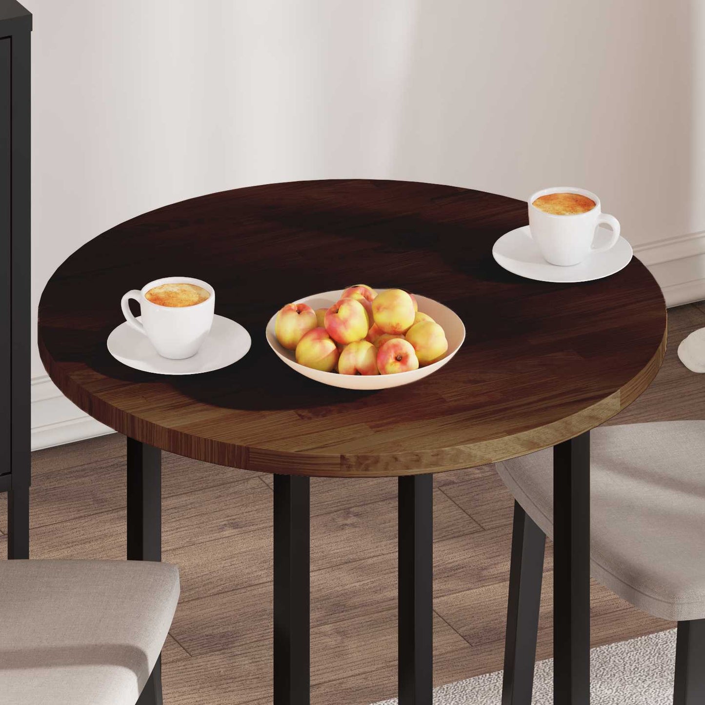Table Top Dark Brown Ø 70 x 2.5 cm Solid Oak Wood