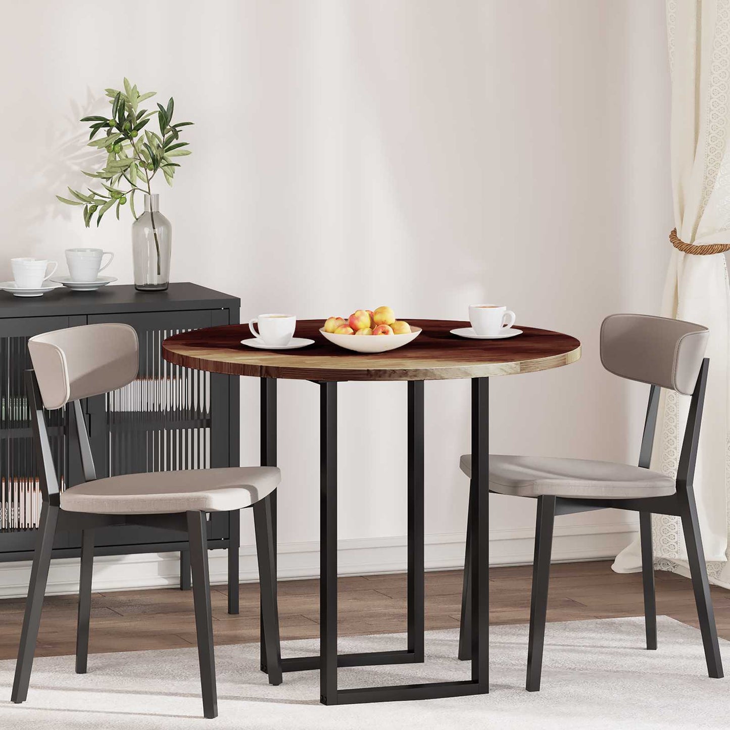 Table Top Dark Brown Ø 90 x 2.5 cm Solid Oak Wood