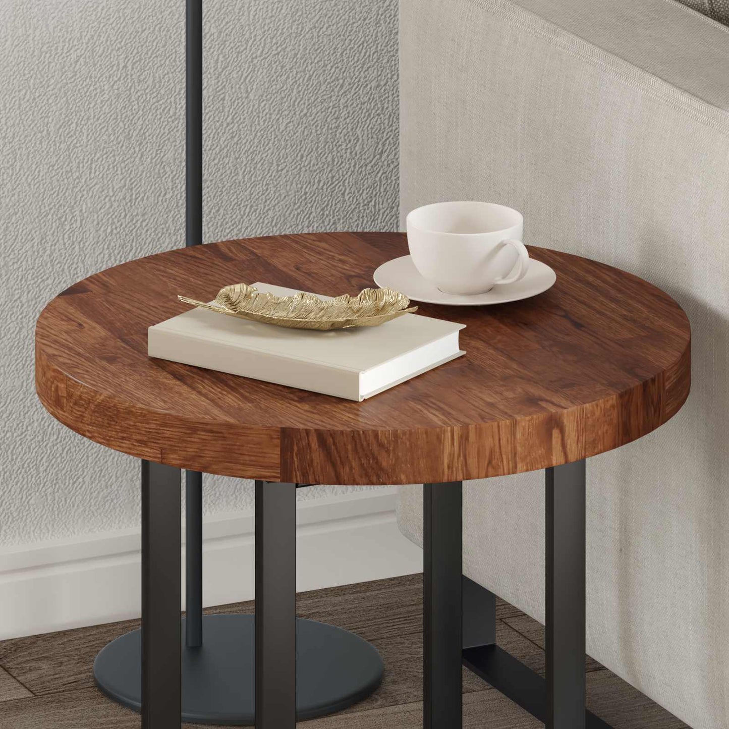 Table Top Light Brown Ø 50 x 4 cm Solid Oak Wood