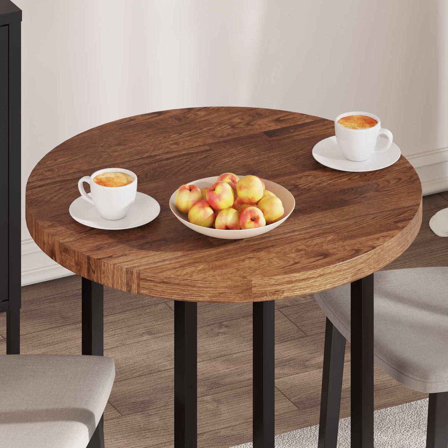 Table Top Light Brown Ø 70 x 4 cm Solid Oak Wood