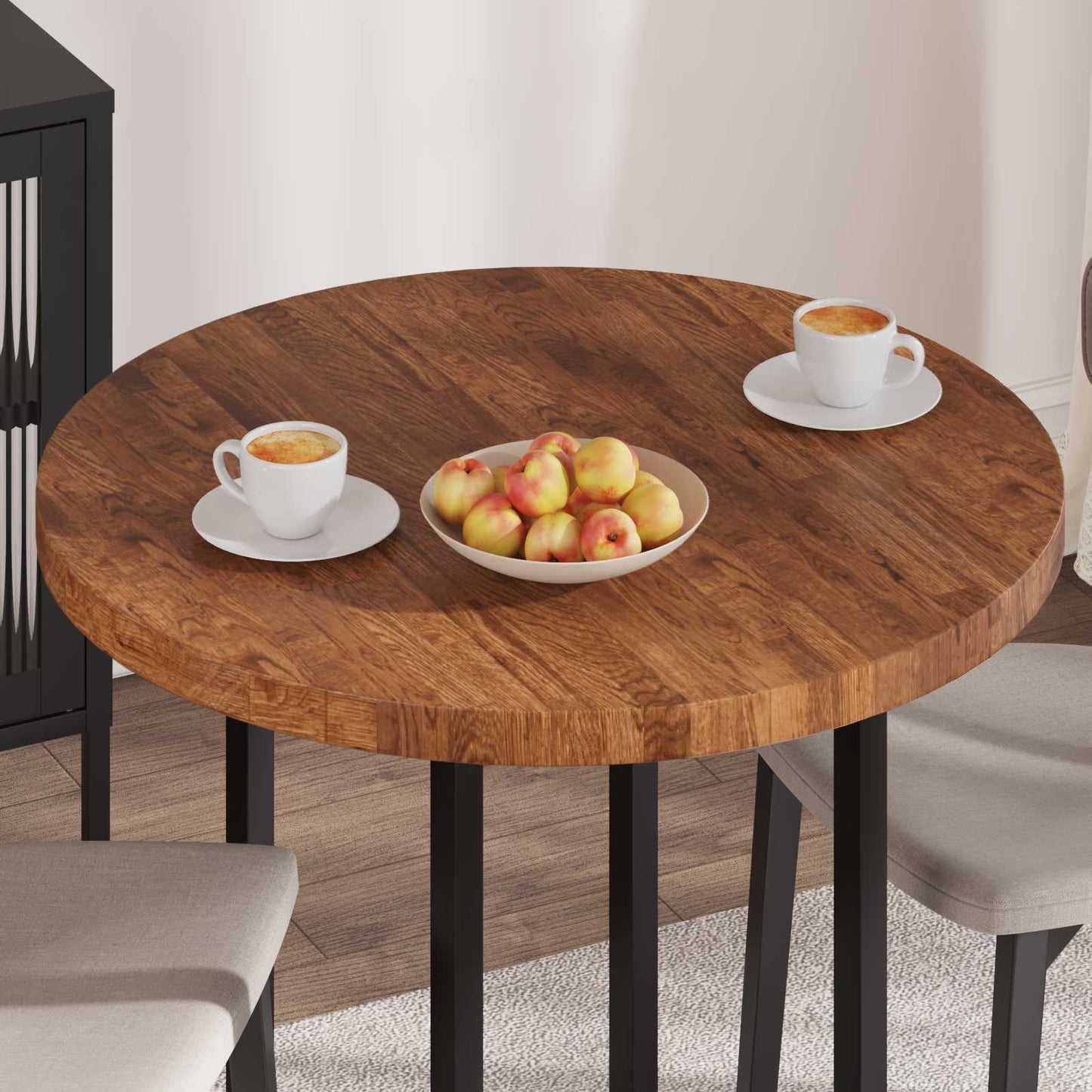 Table Top Light Brown Ø 80 x 4 cm Solid Oak Wood
