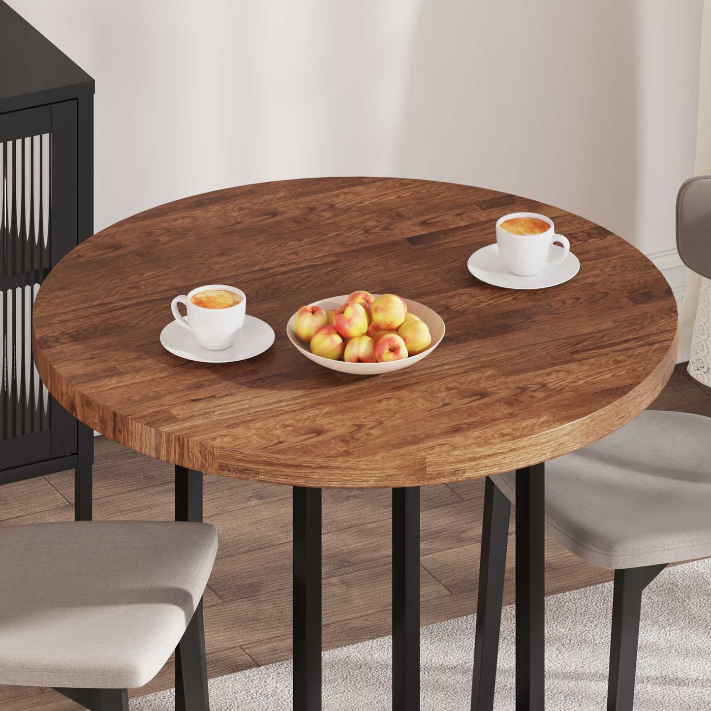 Table Top Light Brown Ø 90 x 4 cm Solid Oak Wood