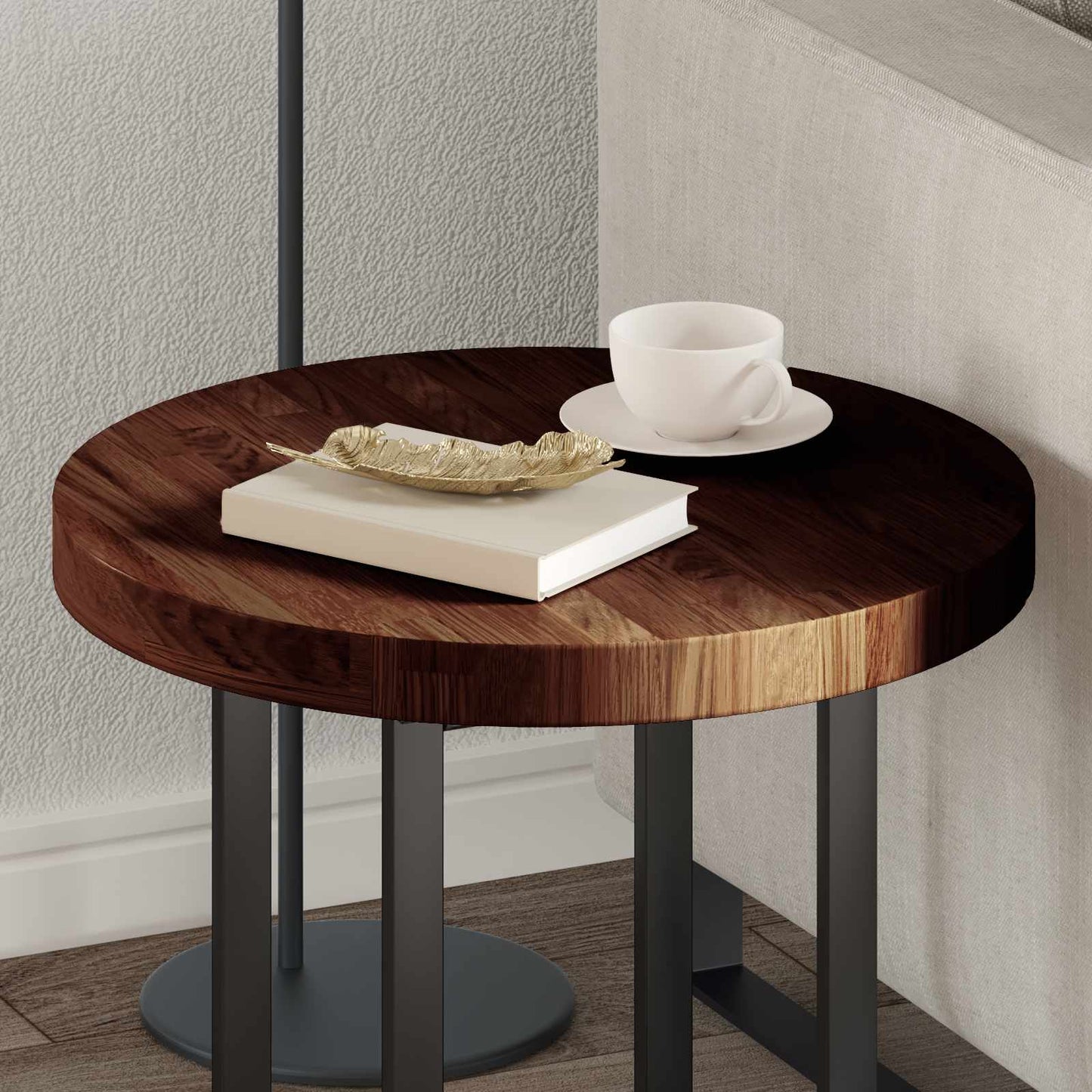Table Top Dark Brown Ø 50 x 4 cm Solid Oak Wood