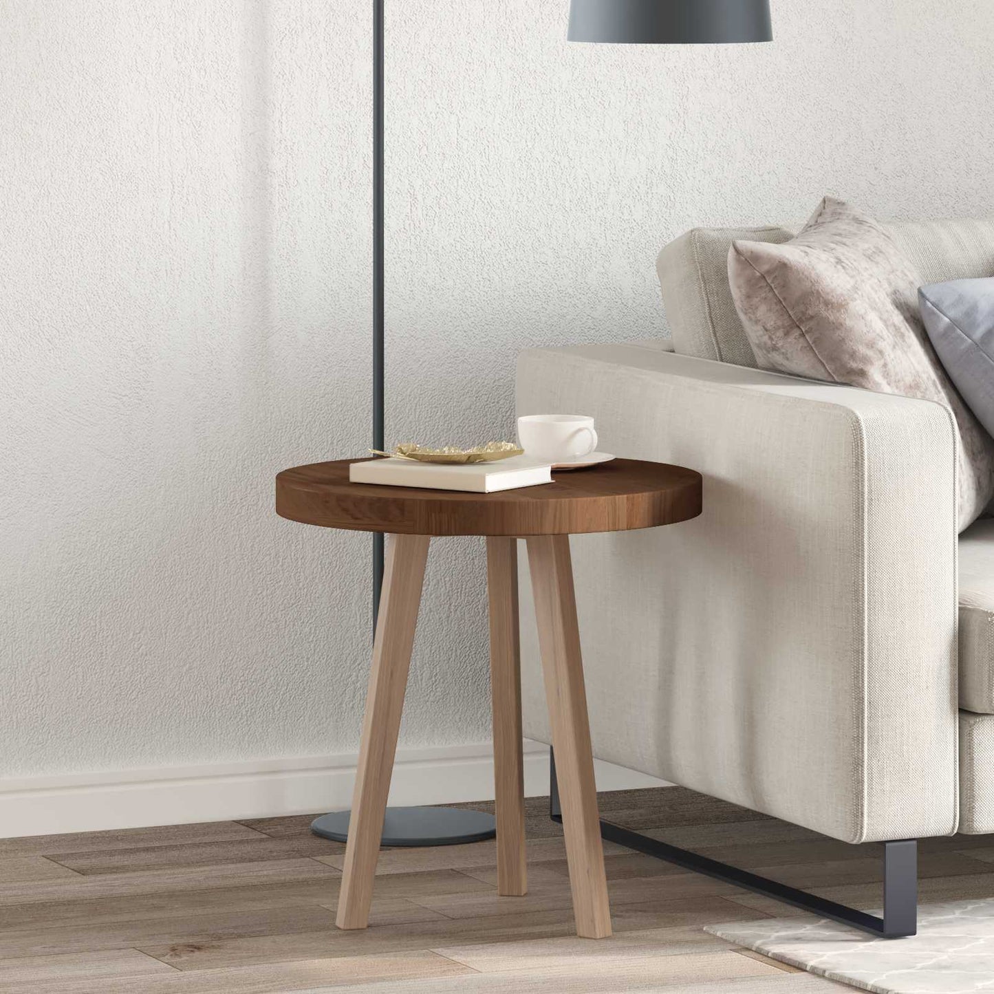 Table Top Dark Brown Ø 50 x 4 cm Solid Oak Wood