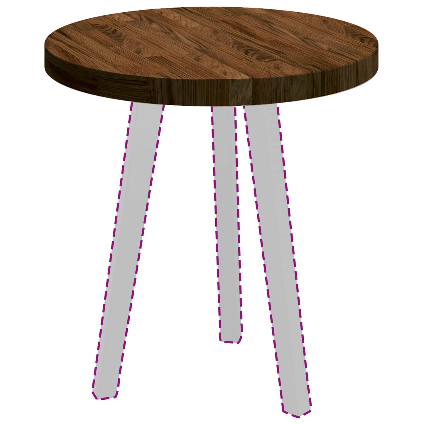 Table Top Dark Brown Ø 50 x 4 cm Solid Oak Wood