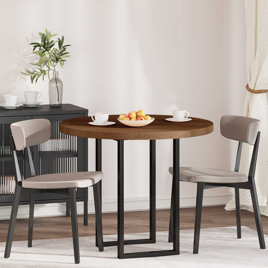 Table Top Dark Brown Ø 90 x 4 cm Solid Oak Wood