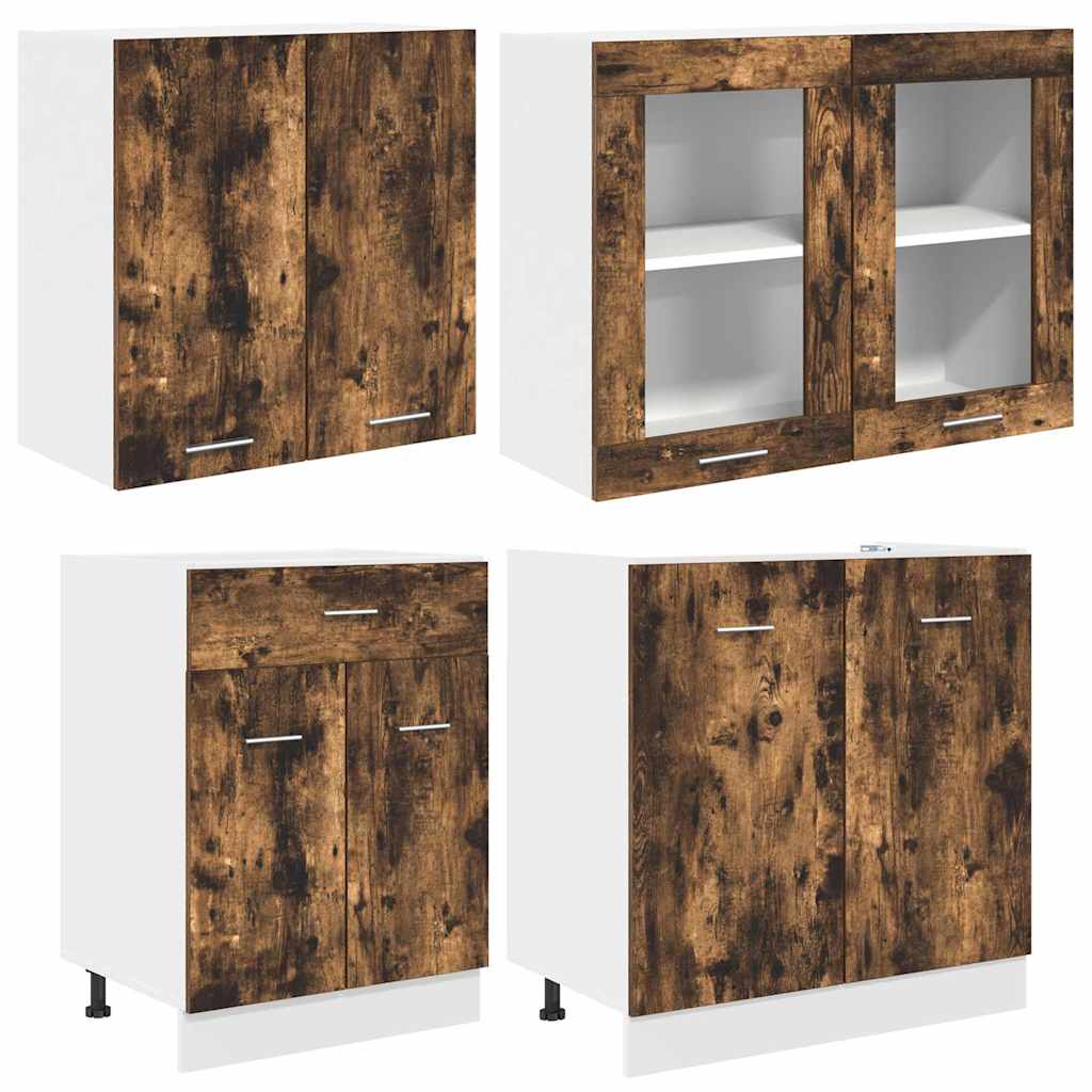 Kitchen Unit Lyon 4 pcs Smoked Oak Engineered Wood